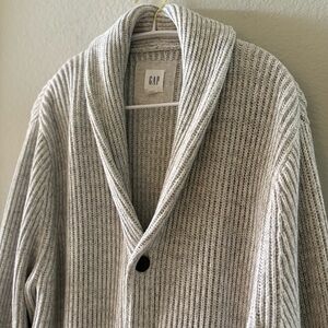 GAP Men’s Shaker Shawl Collar 100% Cotton Cardigan | Cream Oatmeal | Size  Large